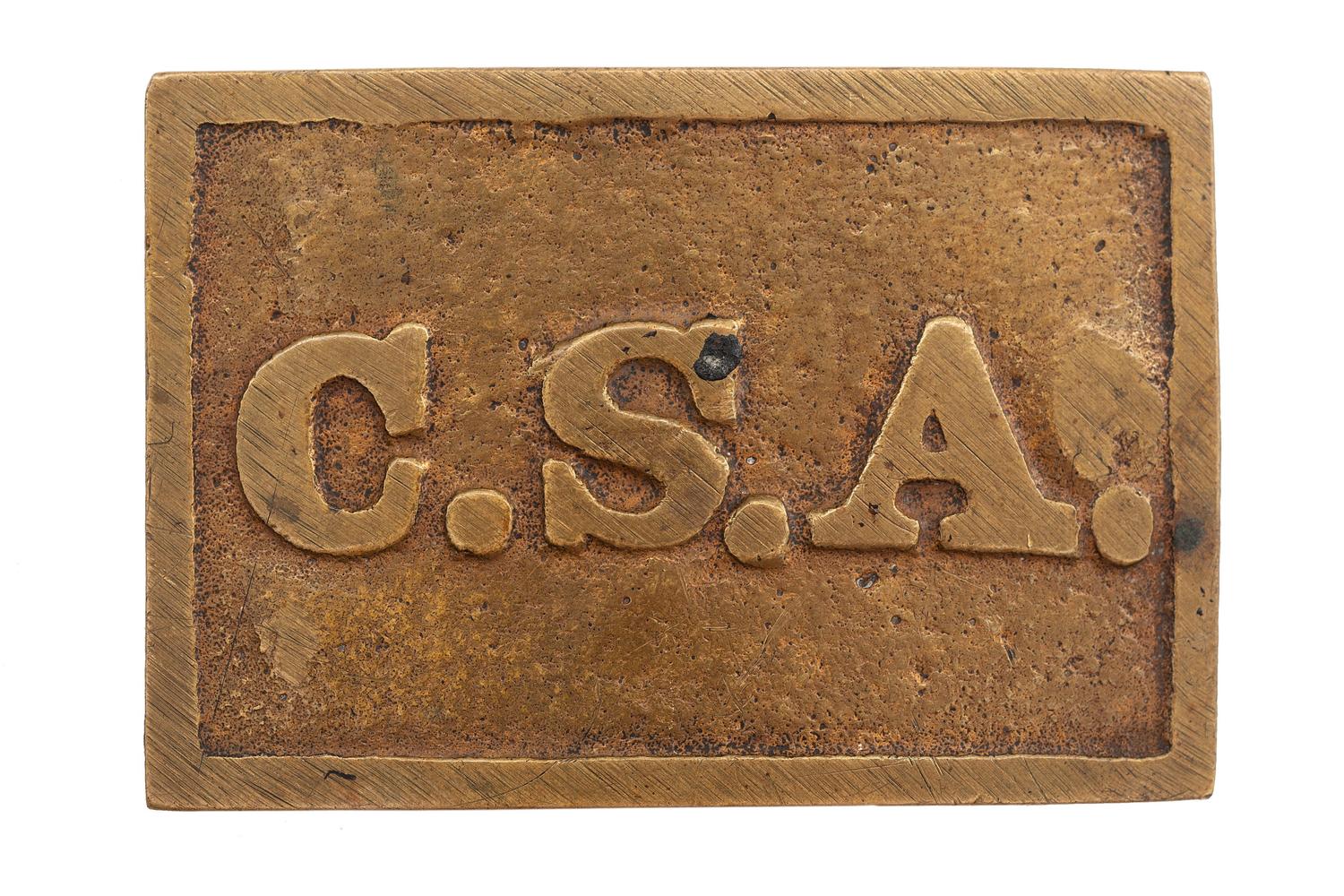Confederate "Virginia Style" Rectangular CSA Plate - Similar to Mullinax #102