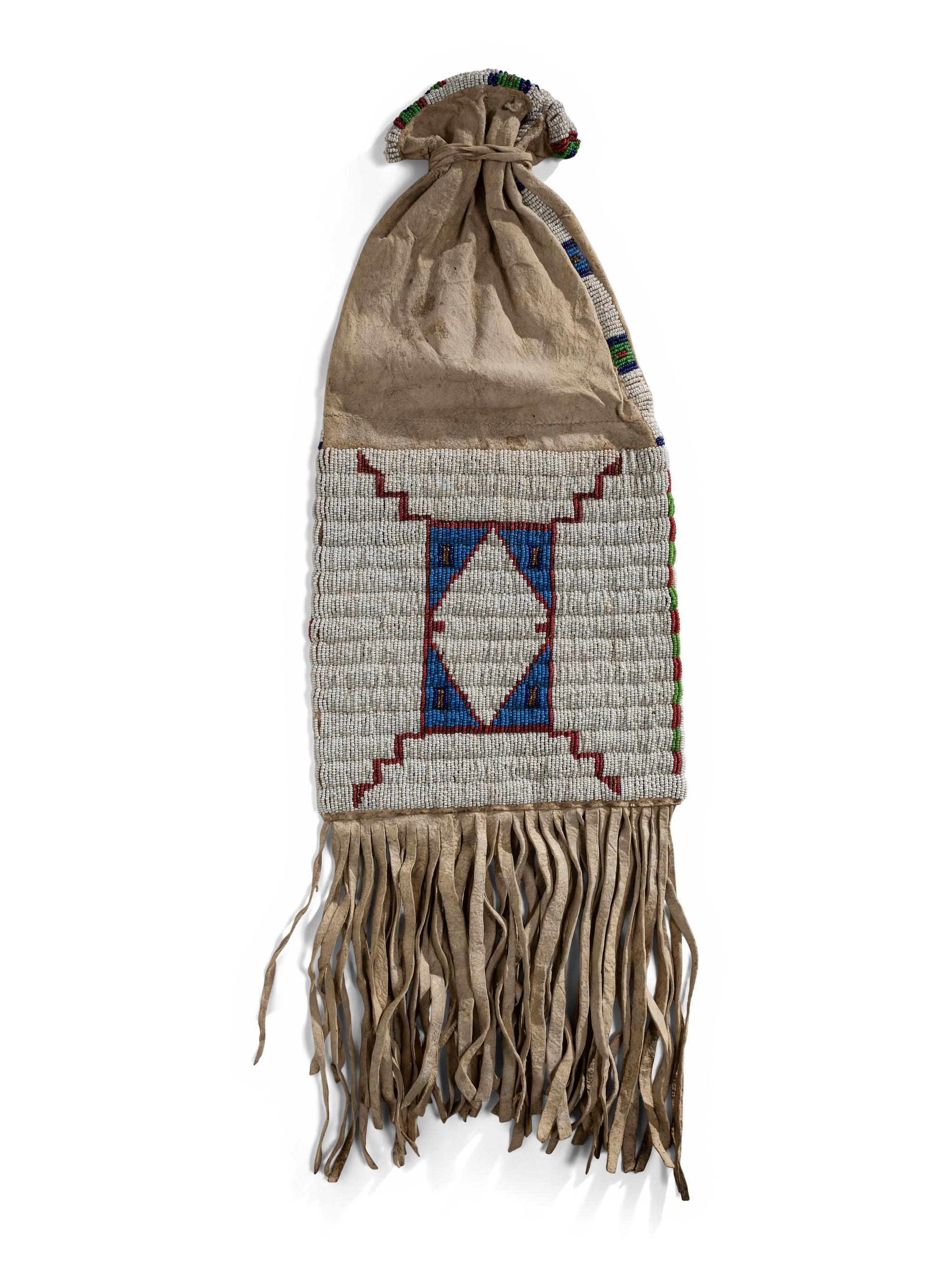Sioux Beaded Hide Tobacco Bag