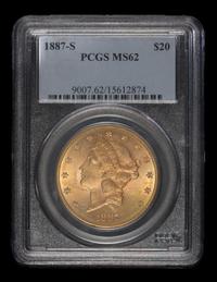 A United States 1887-S Liberty Head $20 Gold Coin