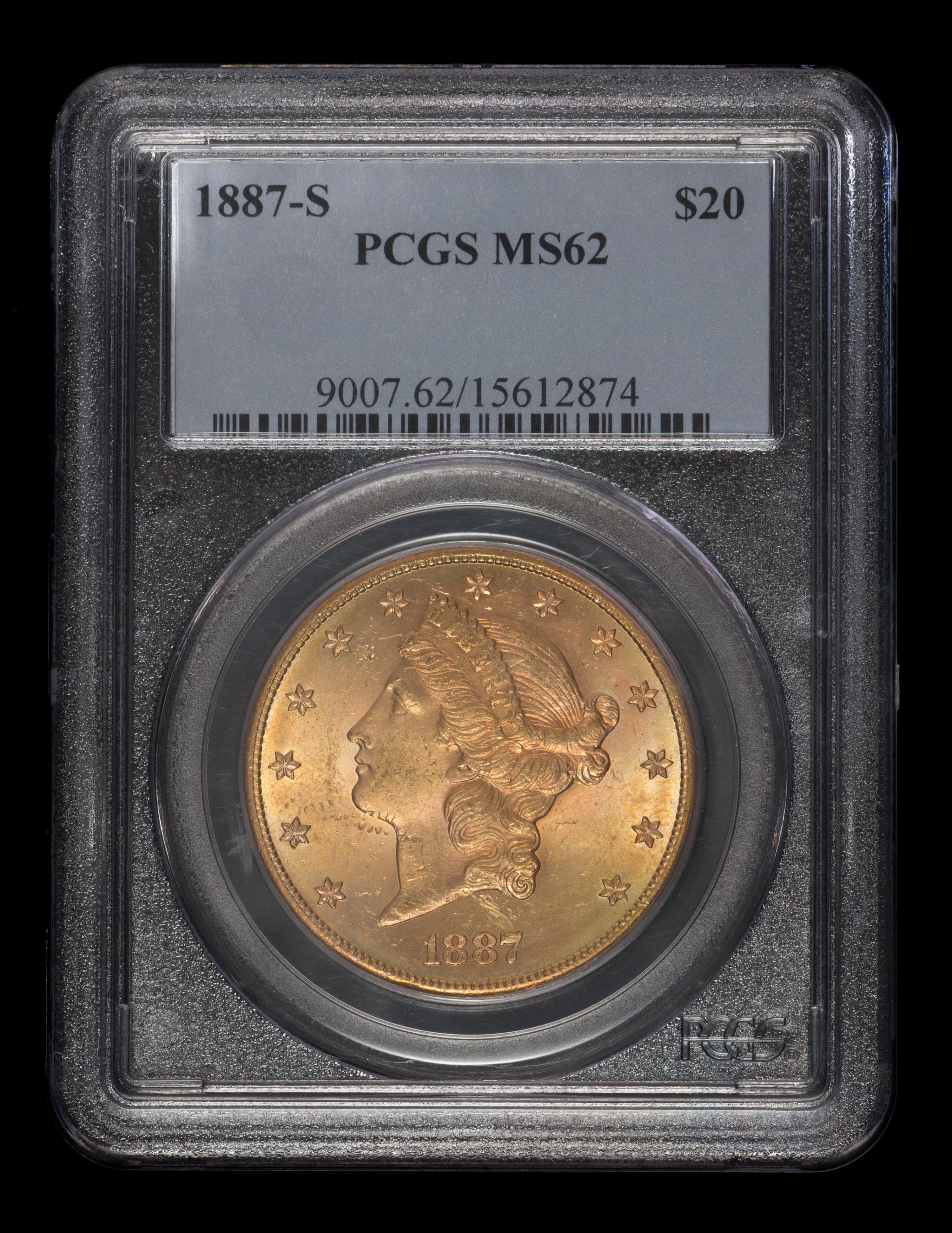 A United States 1887-S Liberty Head $20 Gold Coin