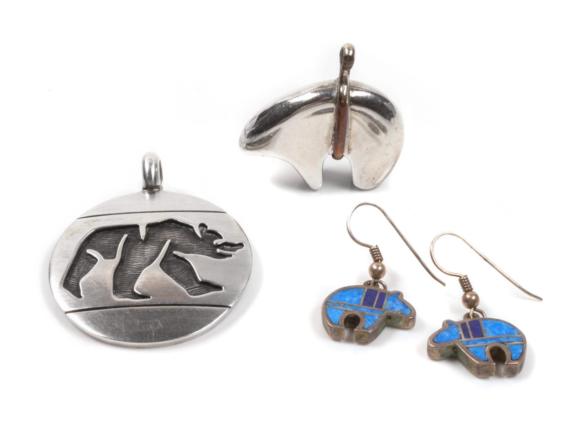 Two Southwestern Bear Pendants Height of largest 1 3/4 inches