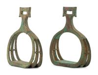 A Chinese Bronze Pair of Stirrups