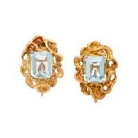 AQUAMARINE AND YELLOW GOLD EARRINGS