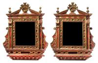 A Pair of Northern Italian Painted and Parcel Gilt Tabernacle Frames Height 27 1/2 x width 22 inches. — 16TH/17TH CENTURY