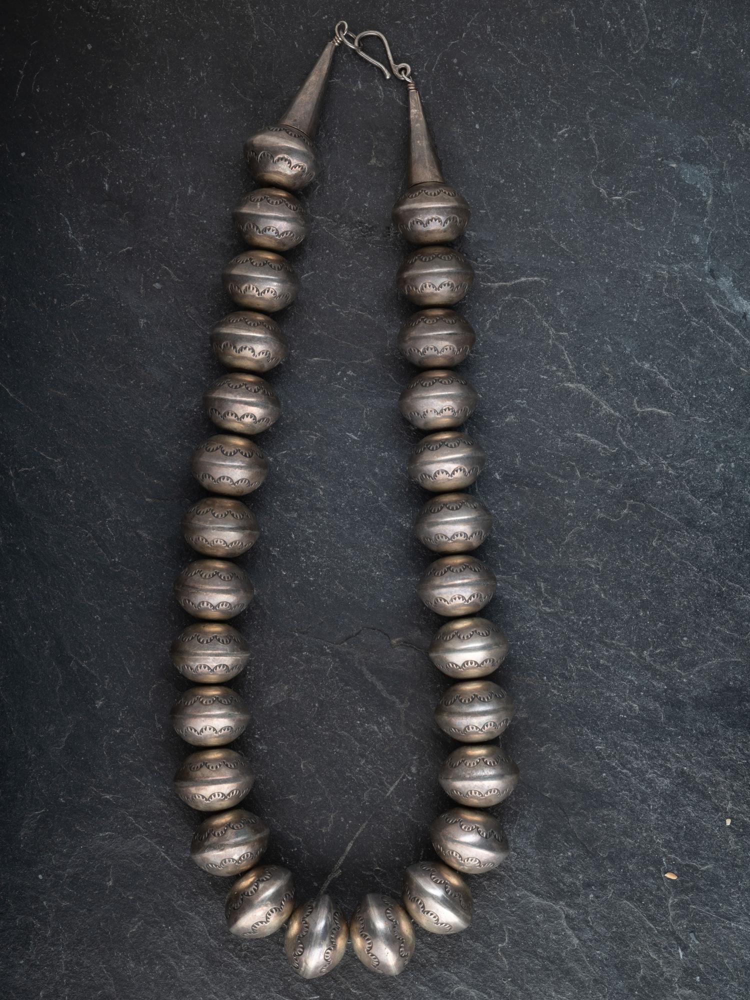Stamped Sterling Silver Navajo Pearl Necklace