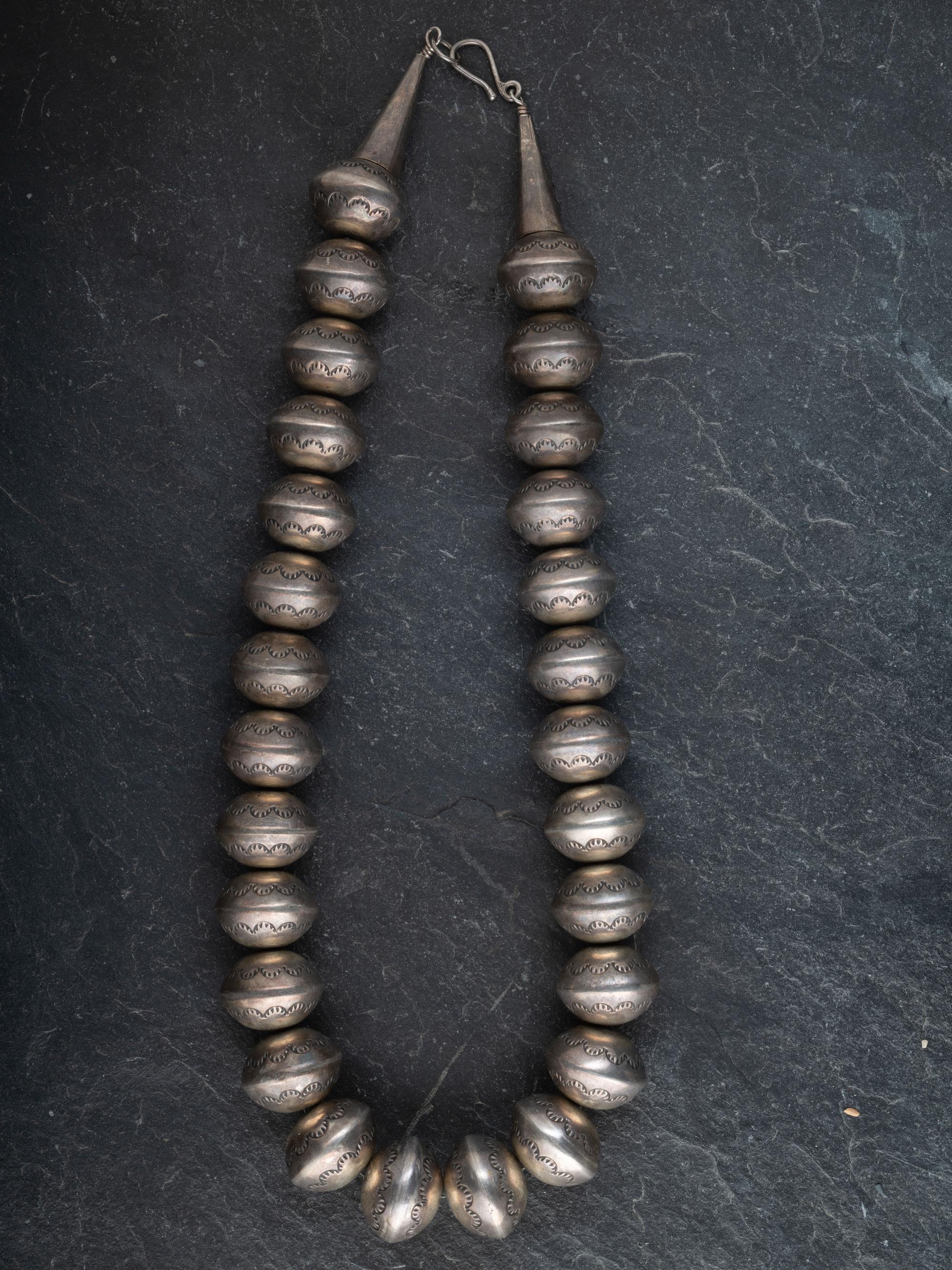 Stamped Sterling Silver Navajo Pearl Necklace