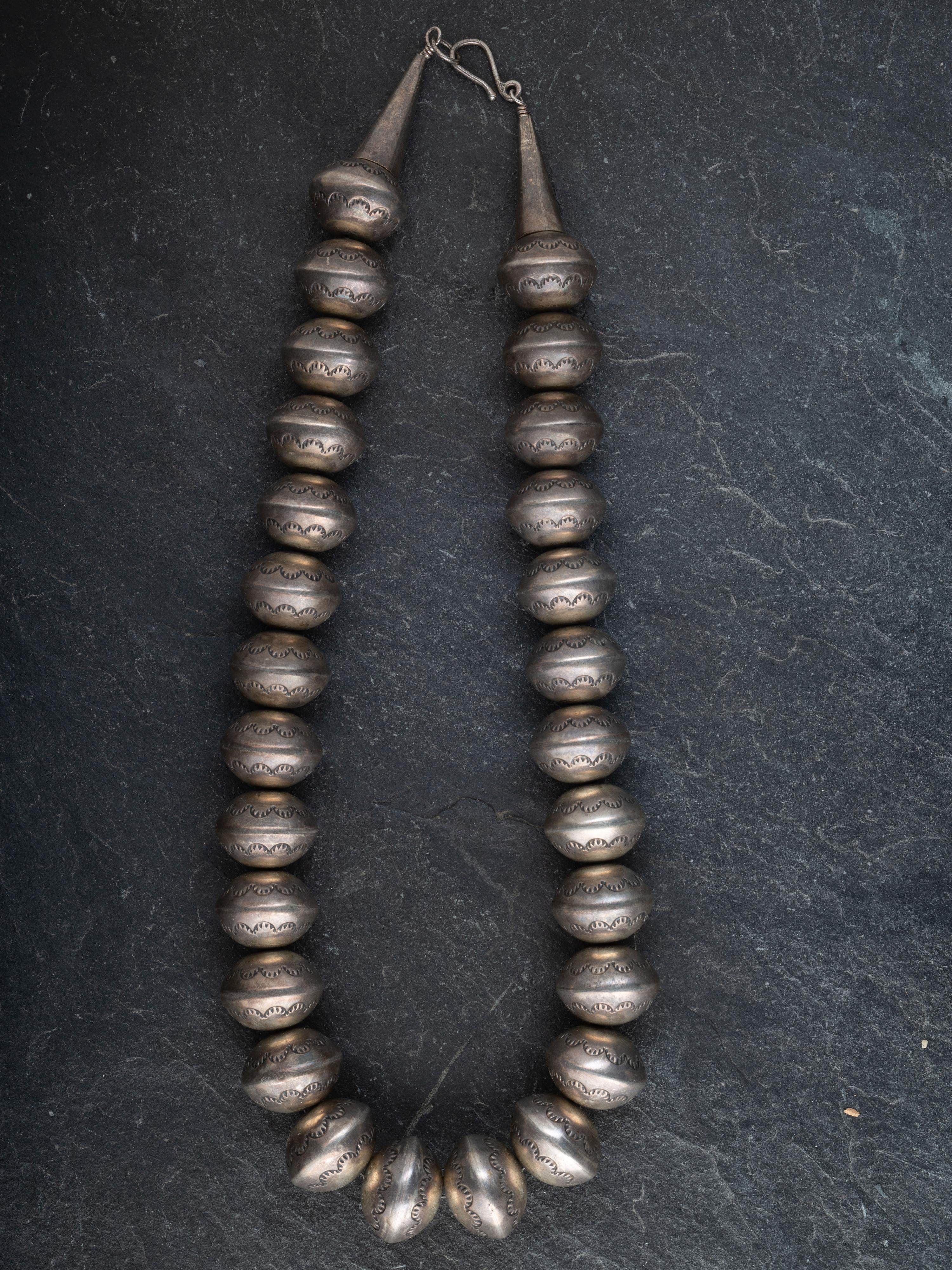 Stamped Sterling Silver Navajo Pearl Necklace