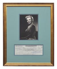 [Entertainment] Monroe, Marilyn. Partially-Printed Check, signed