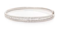 A White Gold and Diamond Bangle Bracelet, 9.60 dwts.