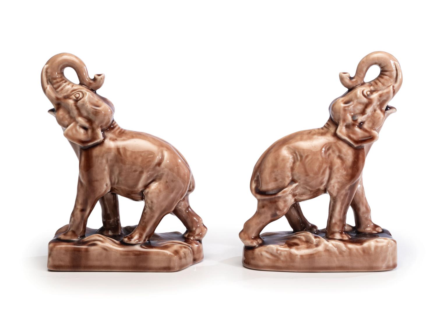 A Pair of Rookwood Pottery Elephant Bookends