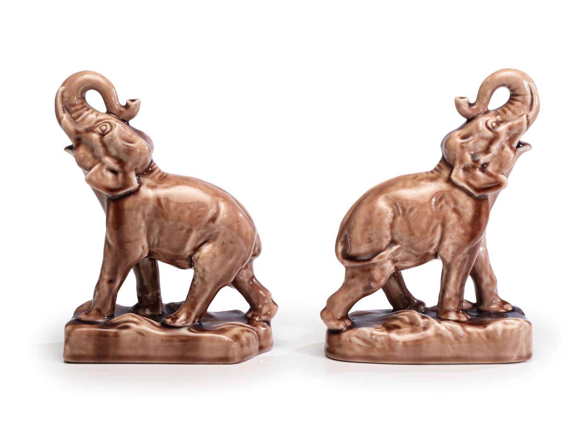 A Pair of Rookwood Pottery Elephant Bookends