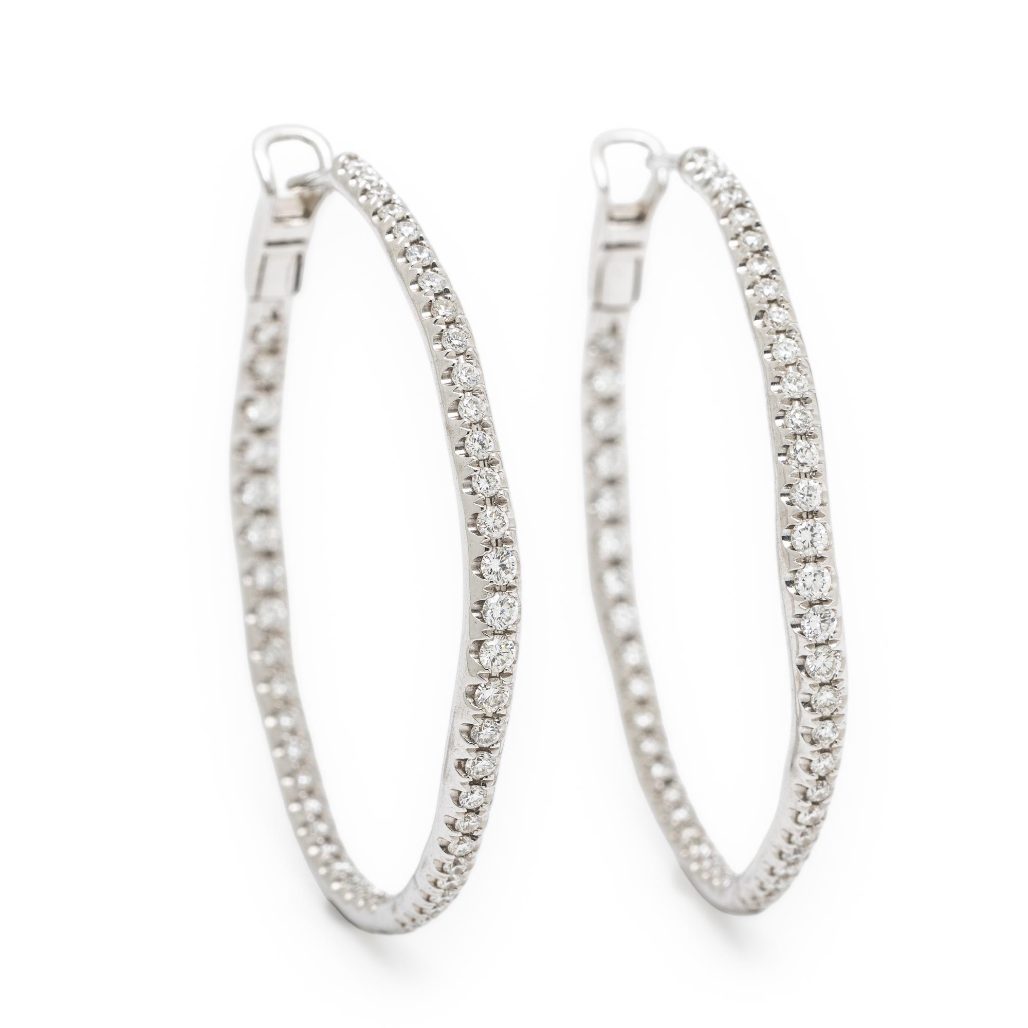 Diamond and White Gold Inside-Out Hoop Earrings