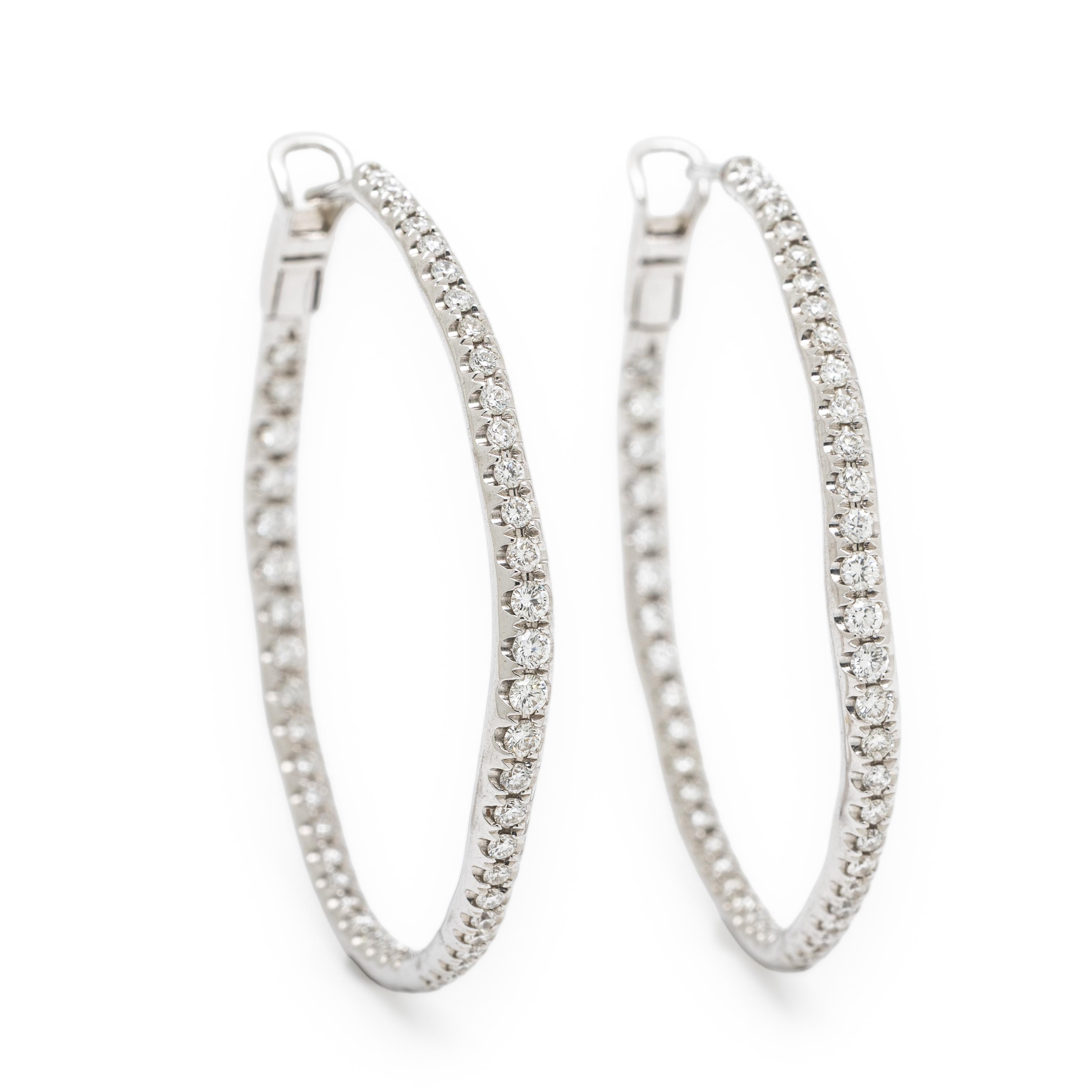 Diamond and White Gold Inside-Out Hoop Earrings
