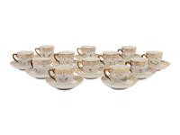 A Set of Twelve Royal Copenhagen Flora Danica Porcelain Teacups and Saucers