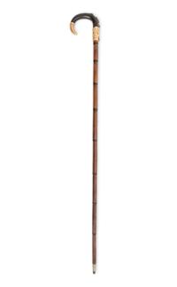 A 14-Karat Gold Mounted Stag Handle Cane