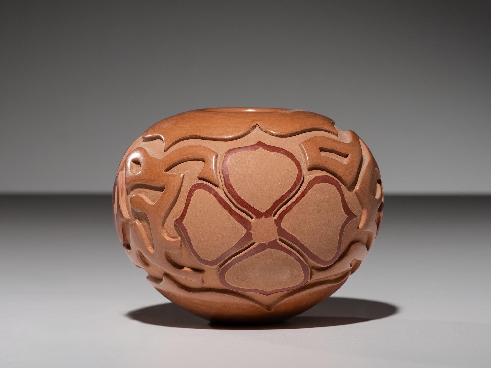Carved Polychrome Pottery Jar January 1995