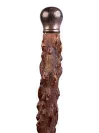 A Folk Art Snake and Alligator Carved Walking Stick