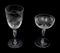 A Collection of Etched Glass Stemware