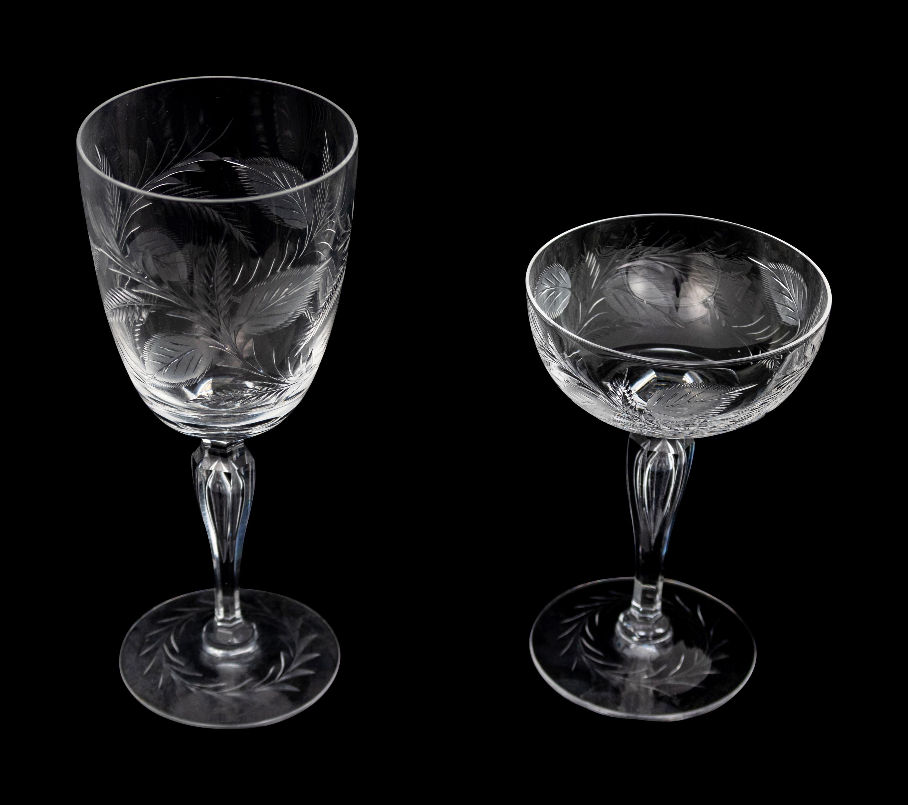 A Collection of Etched Glass Stemware