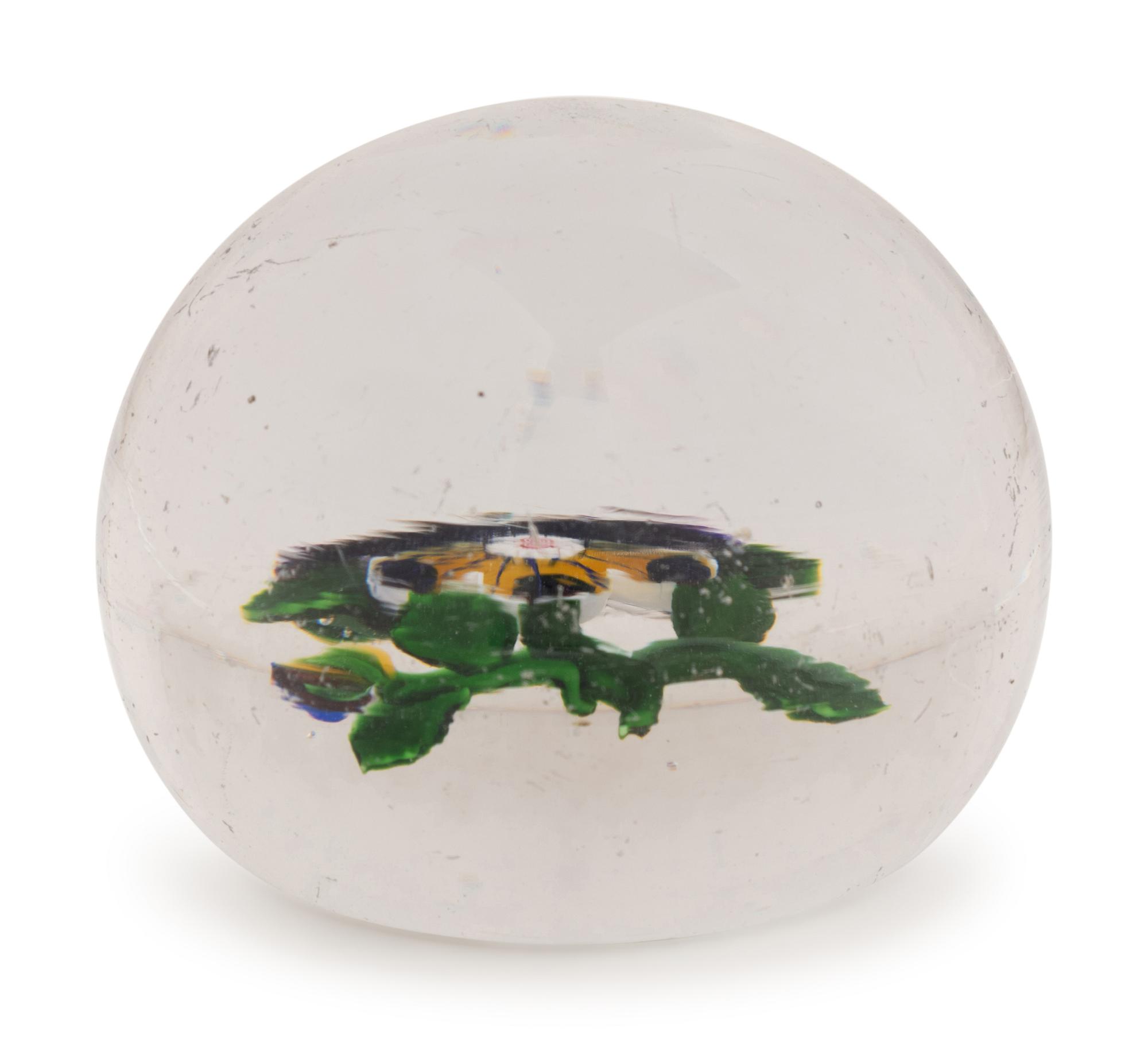 A Baccarat Pansy and Bud Glass Paperweight