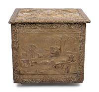 An Art Nouveau Pressed Metal Mounted Coffer
