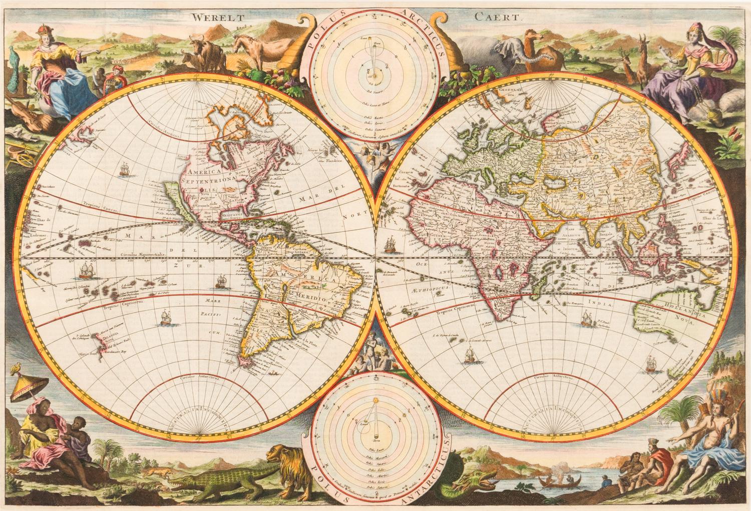 [MAP]. STOOPENDAAL, Daniel (1672-1726). Werelt Caert . Amsterdam, ca 1700.