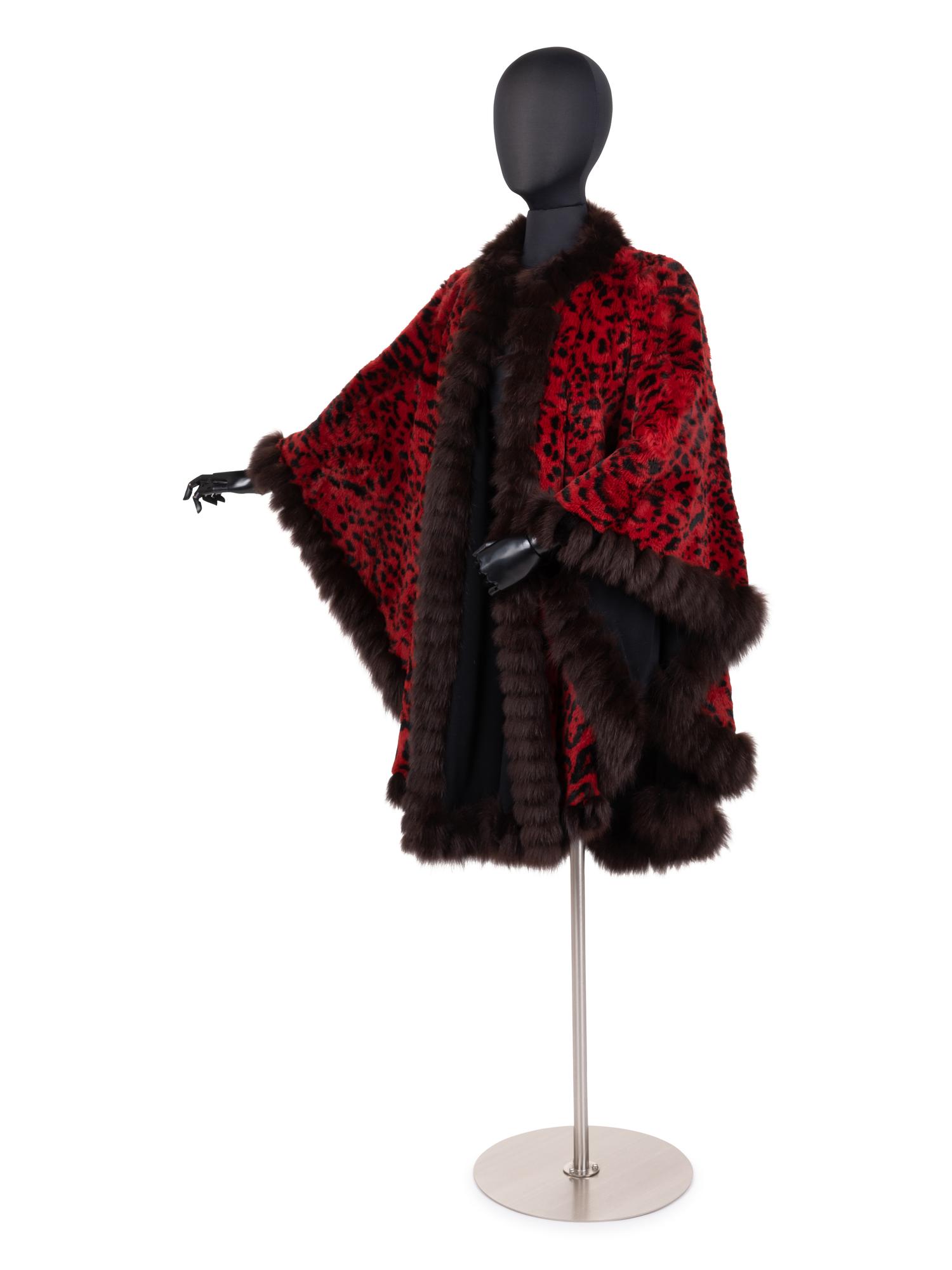 Yves Saint Laurent Leopard Print Fur Poncho, 1980-90s