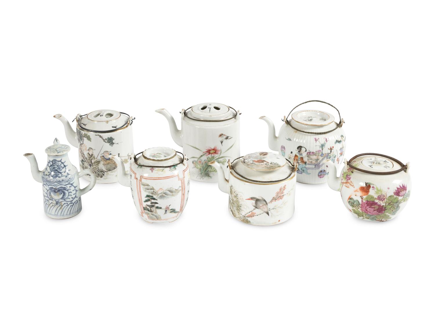 Seven Porcelain Teapots