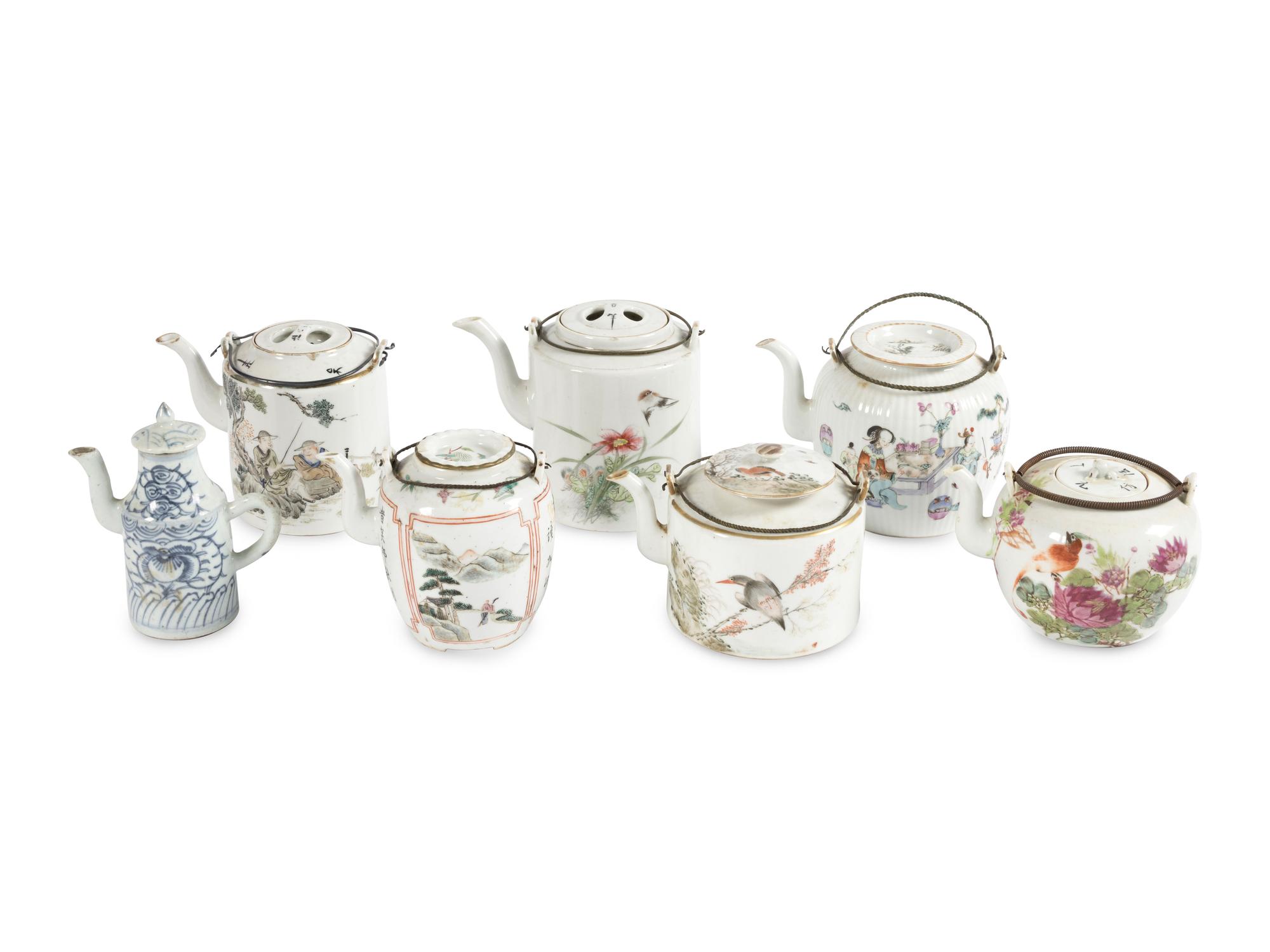 Seven Porcelain Teapots