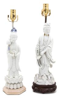 A Pair of Chinese Blanc de Chine Porcelain Figures Height 14 inches. — 19TH CENTURY