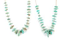 Two Southwestern Turquoise Nugget Necklaces Length of each 26 inches