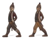 A Pair of Georgian Style Prussian Soldier Painted Andirons Height 19 x width 11 x depth 19 inches. — 19TH CENTURY