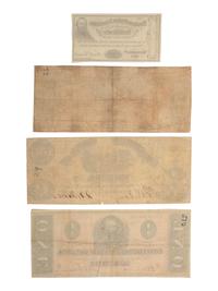 [CIVIL WAR]. A group of 5 items, incl. Confederate States of America $1000 bond sheet.