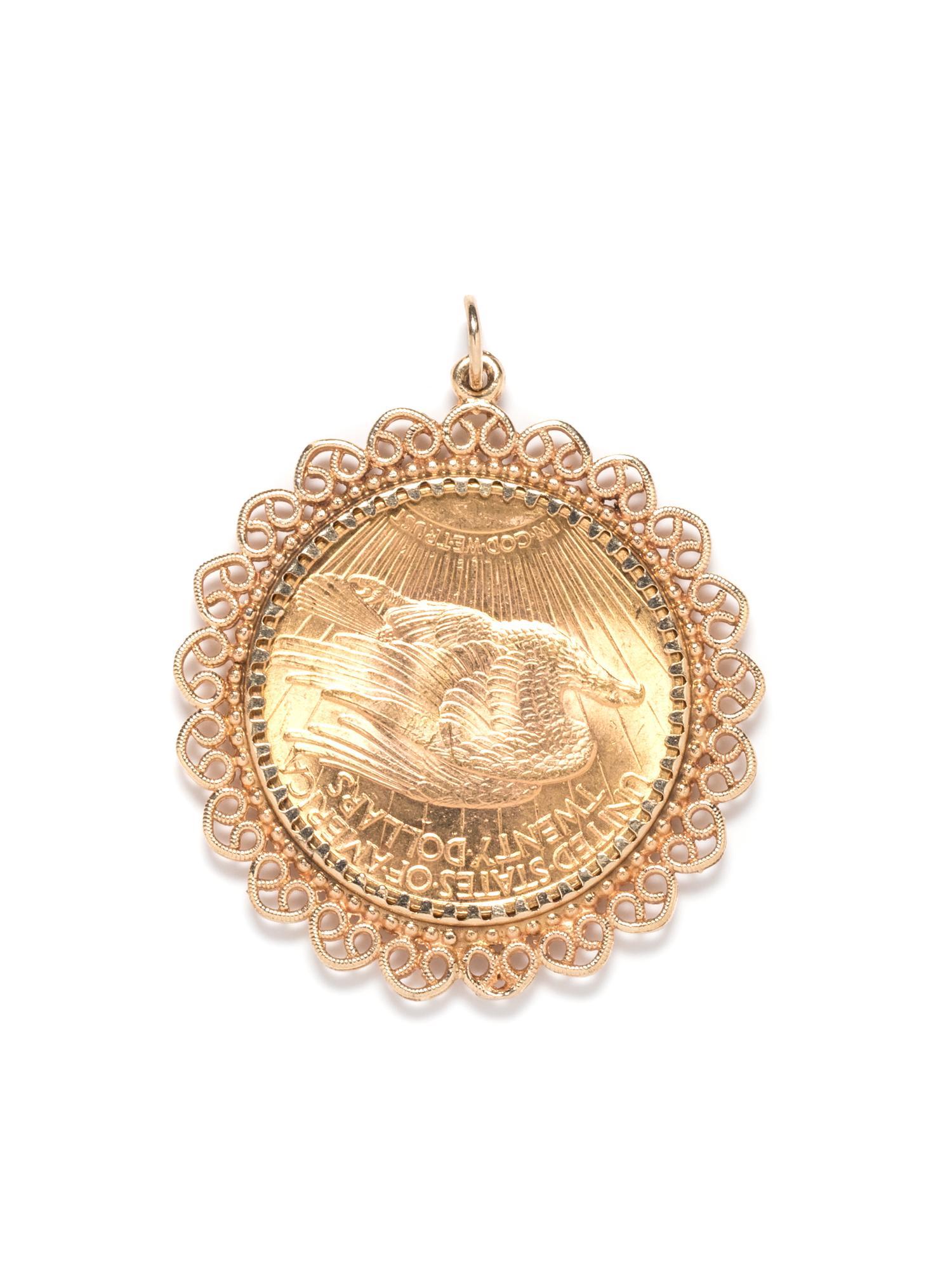 A Yellow Gold and US $20 Liberty Coin Pendant,