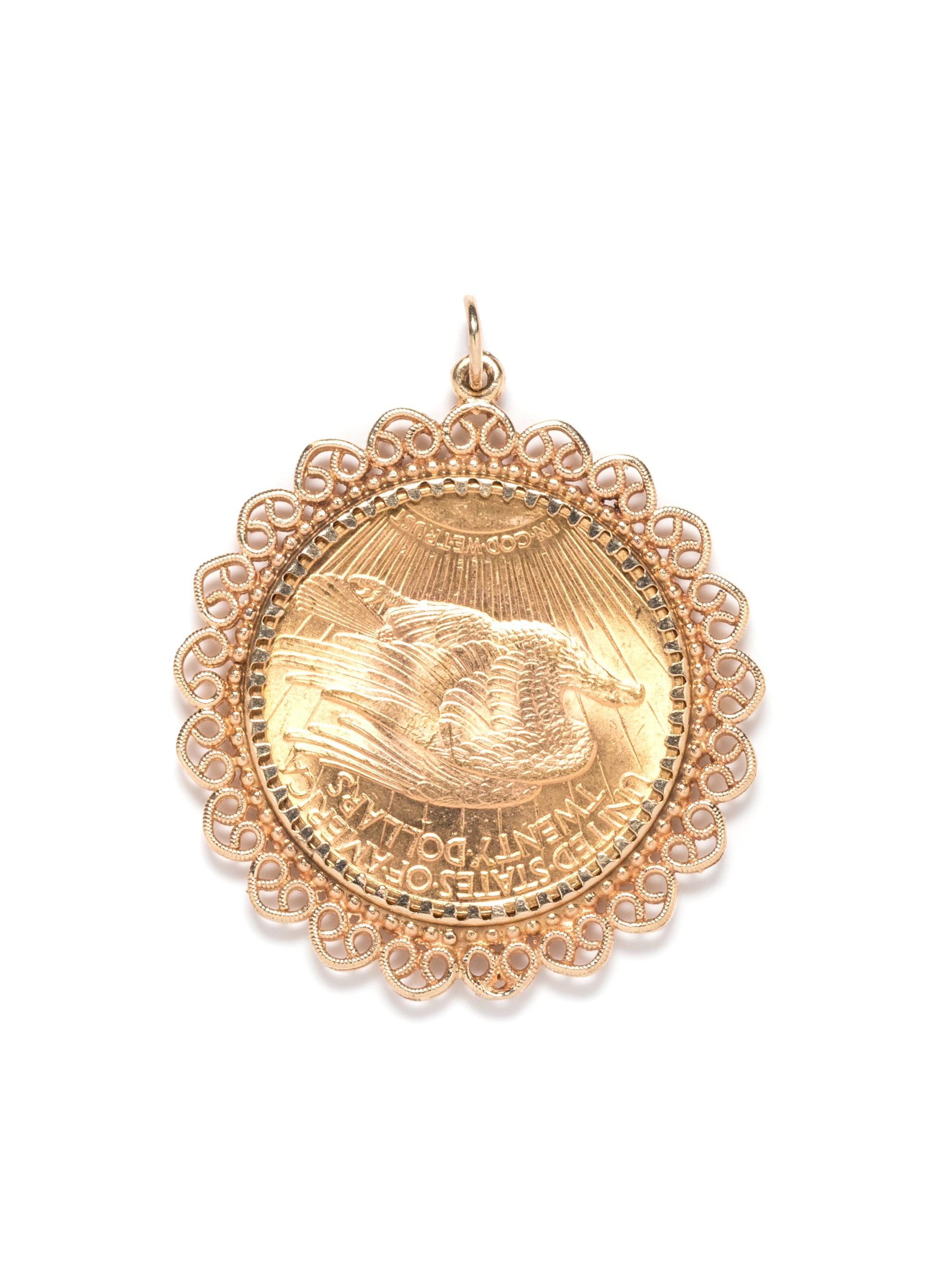 A Yellow Gold and US $20 Liberty Coin Pendant,