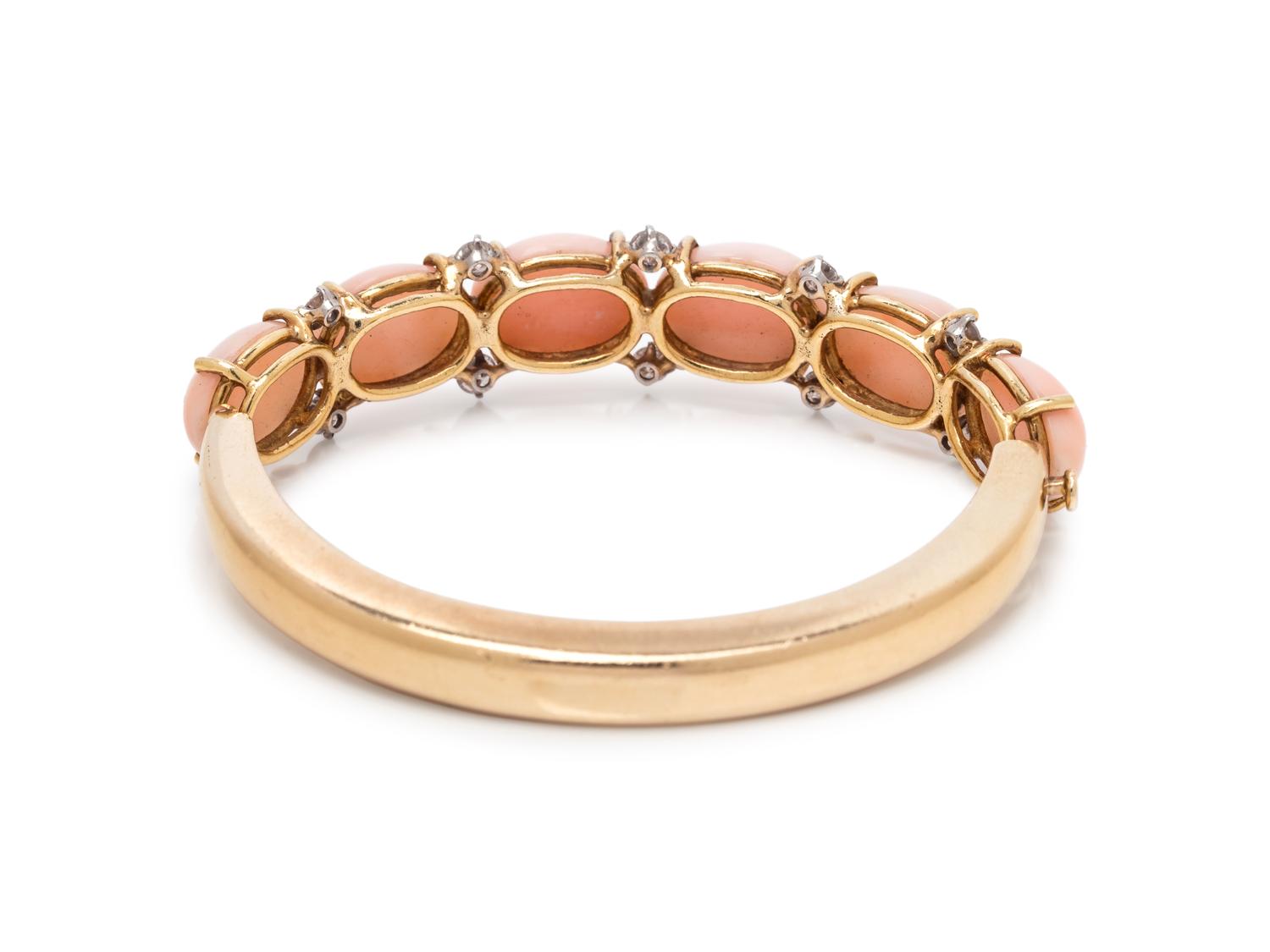 ANGEL SKIN CORAL AND DIAMOND BANGLE BRACELET