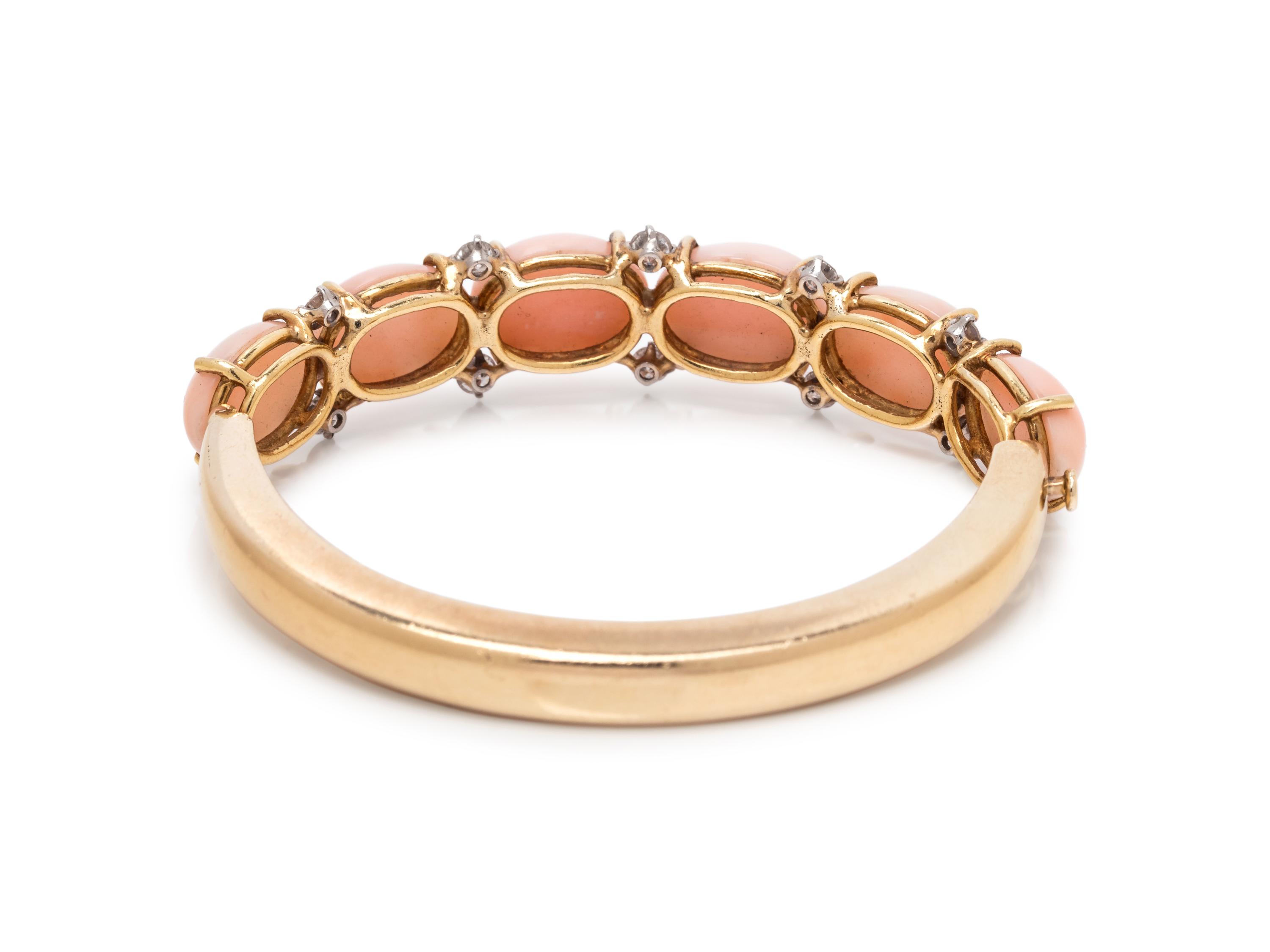 ANGEL SKIN CORAL AND DIAMOND BANGLE BRACELET