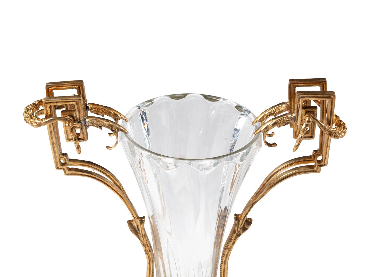 A French Gilt Bronze and Glass Three-Piece Garniture