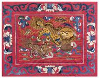 Four Embroidered Silk Panels