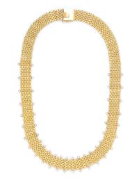 A 14 Karat Yellow Gold and Diamond Mesh Necklace, Esther Gallant, 26.10 dwts.