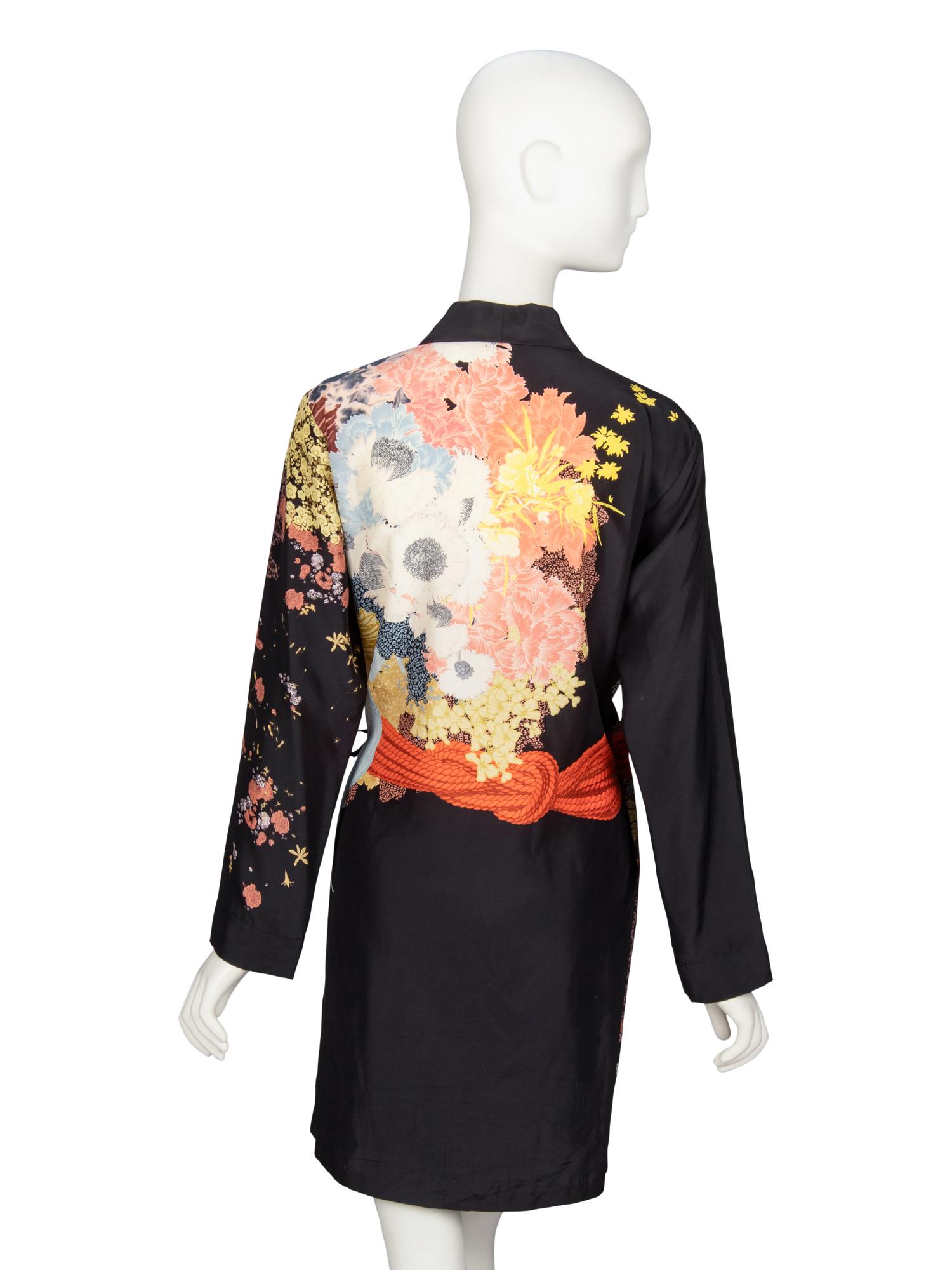 DRIES VAN NOTEN, PRINTED SILK ROBE