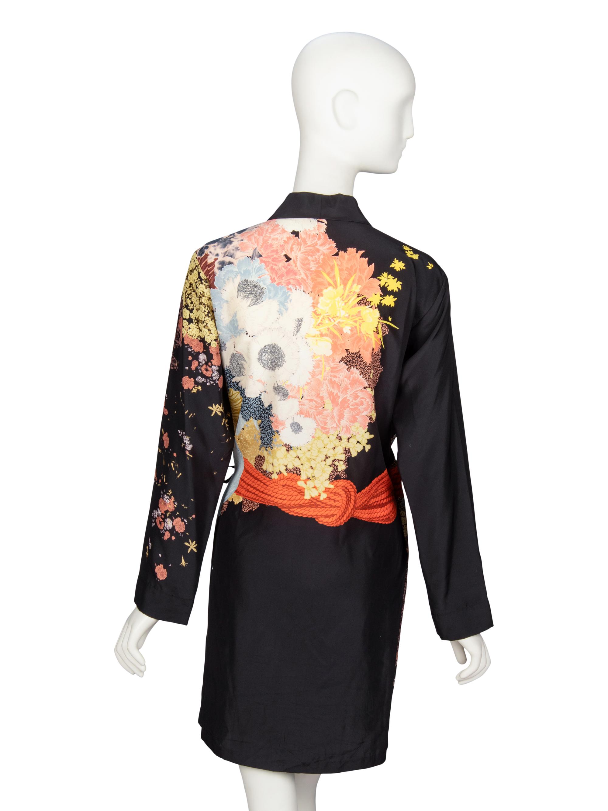 DRIES VAN NOTEN, PRINTED SILK ROBE