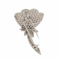 Diamond, Black Diamond, and White Gold Flower Brooch