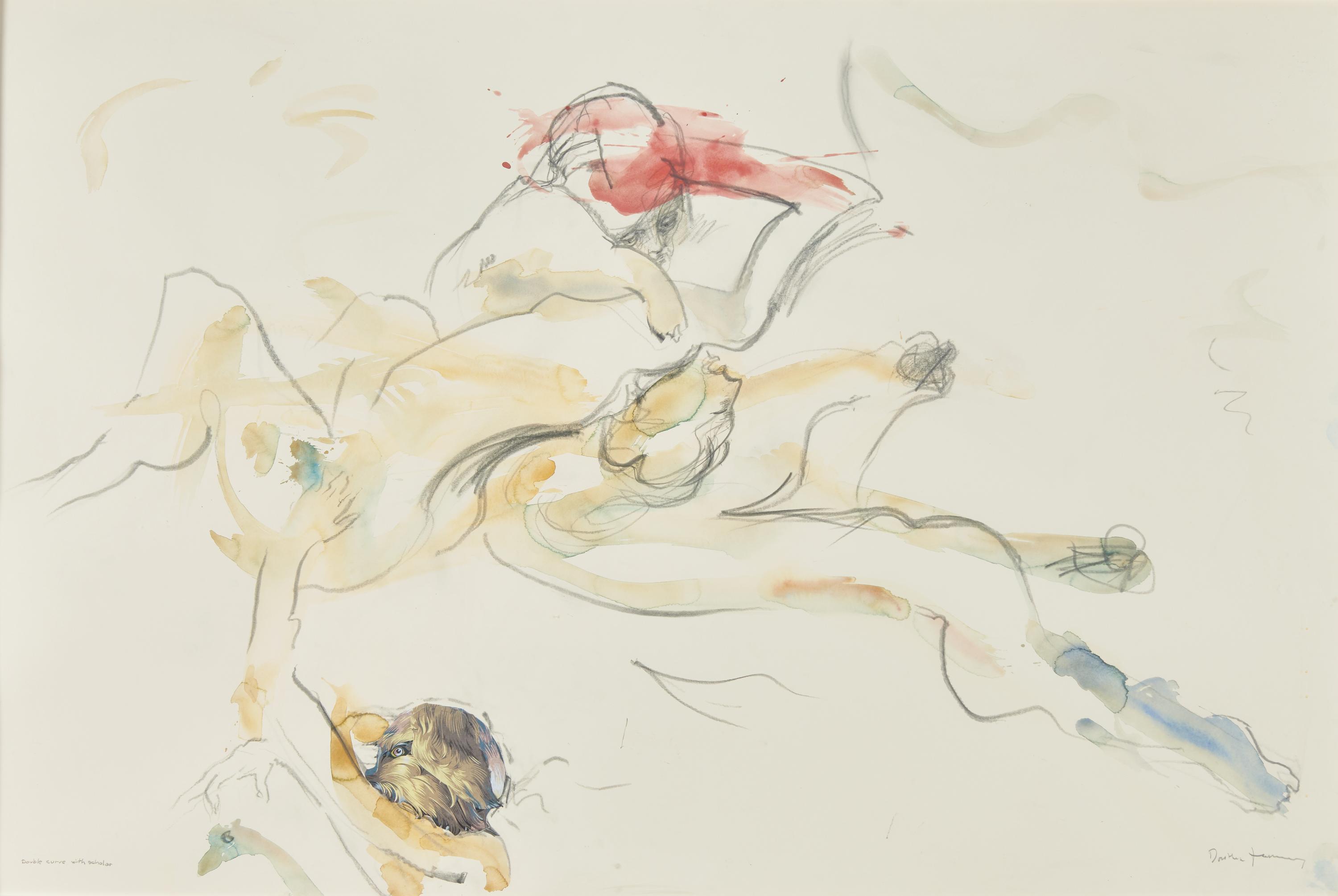 Dorothea Tanning (American, 1910-2012) — Double Curve with Scholar, 1986