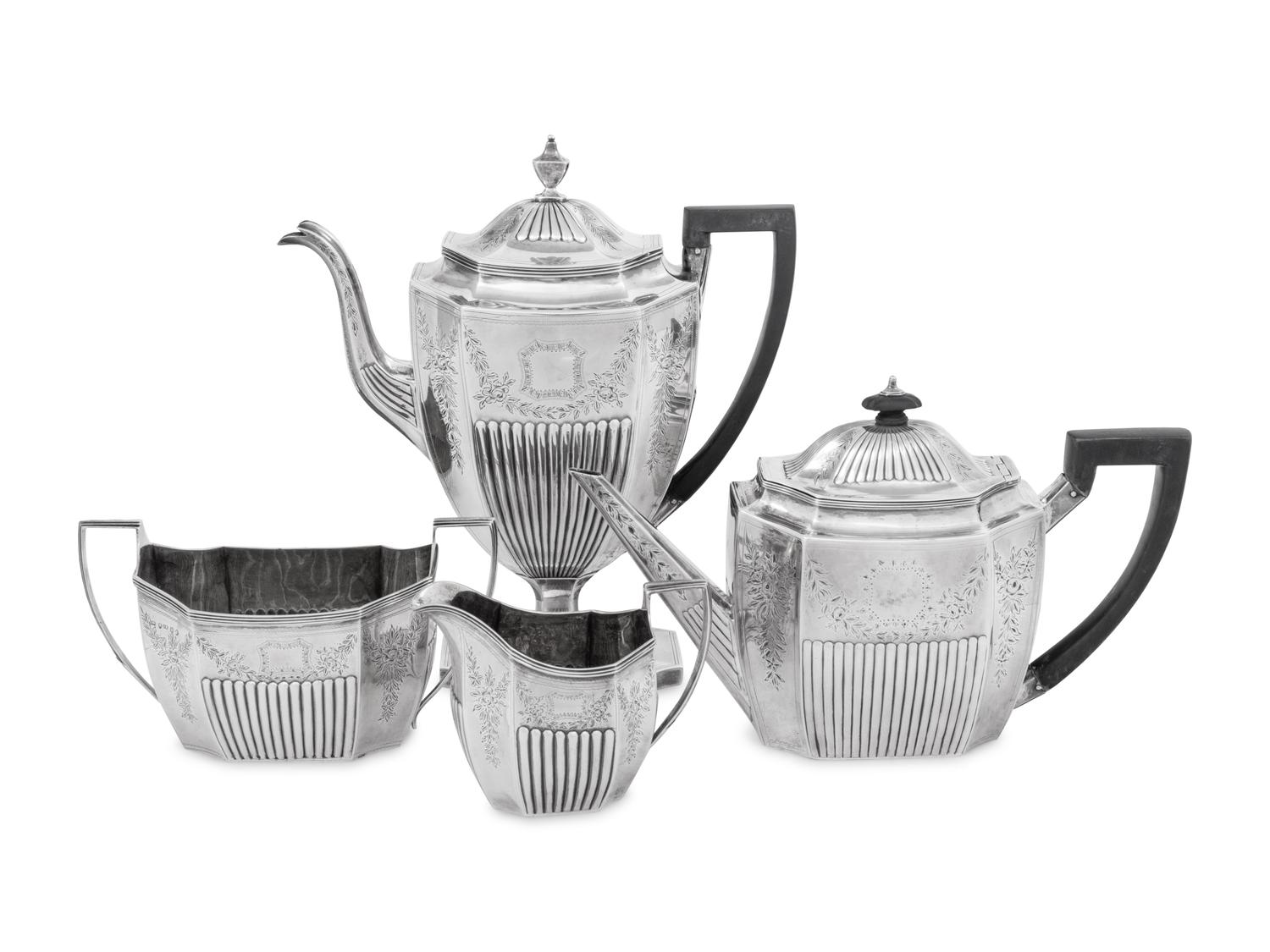 An Assembled English Silver Four-Piece Tea and Coffee Service