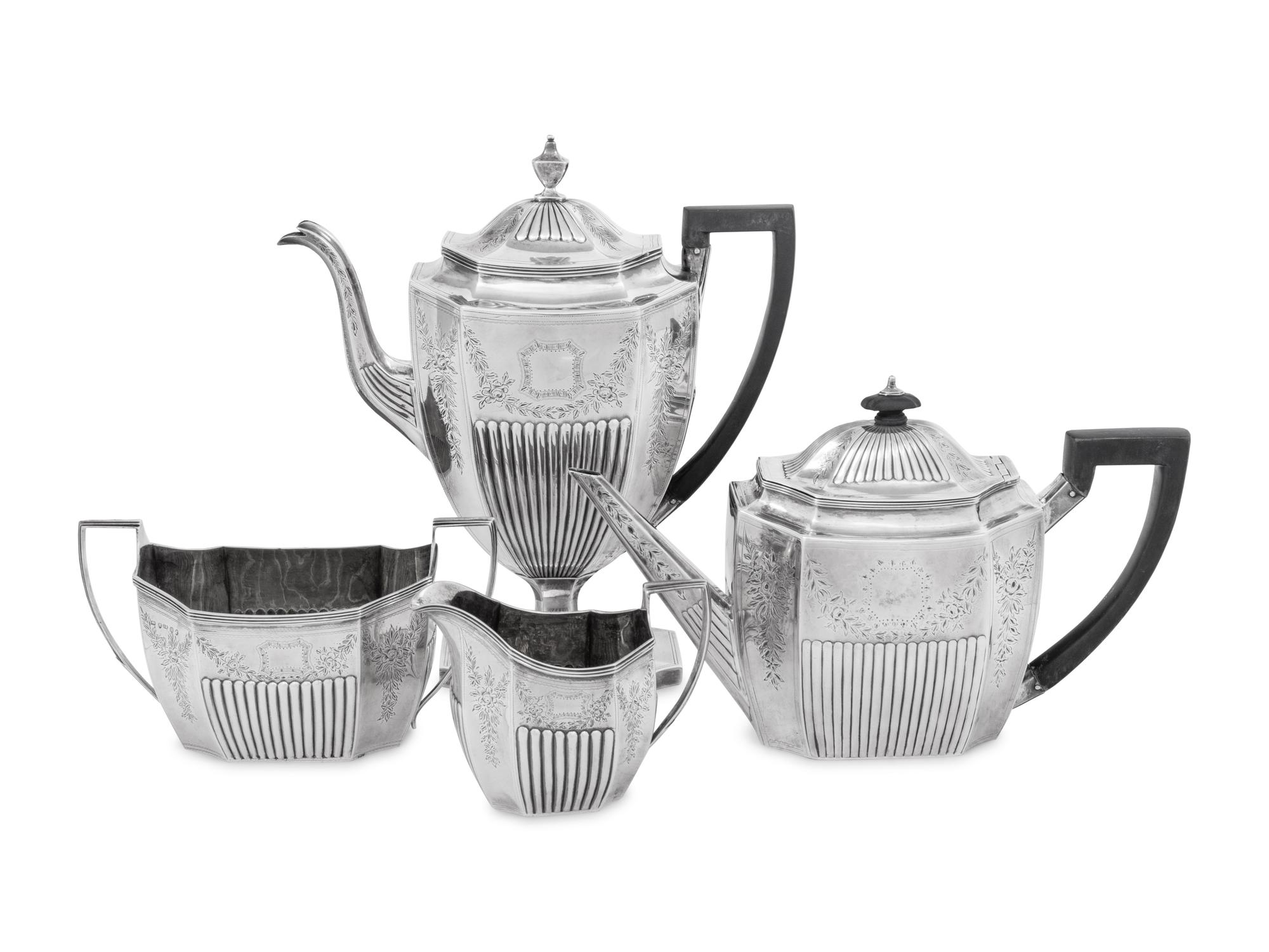 An Assembled English Silver Four-Piece Tea and Coffee Service