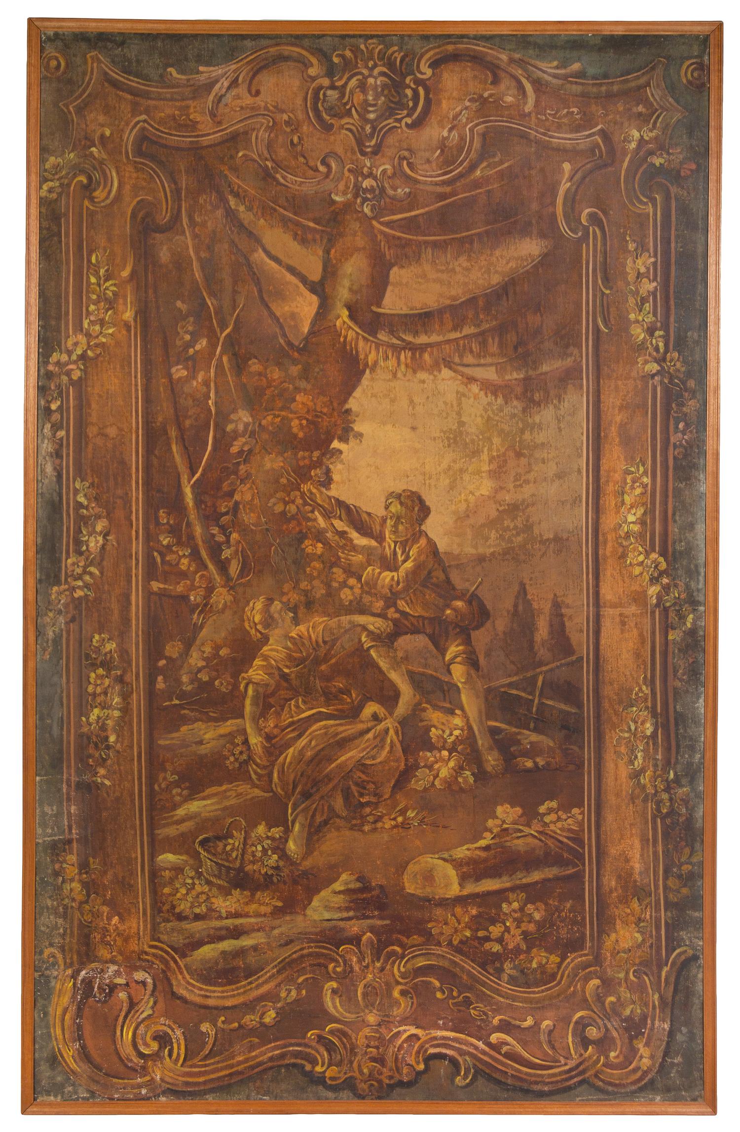 A Pair of Continental Painted Tapestry Cartoons