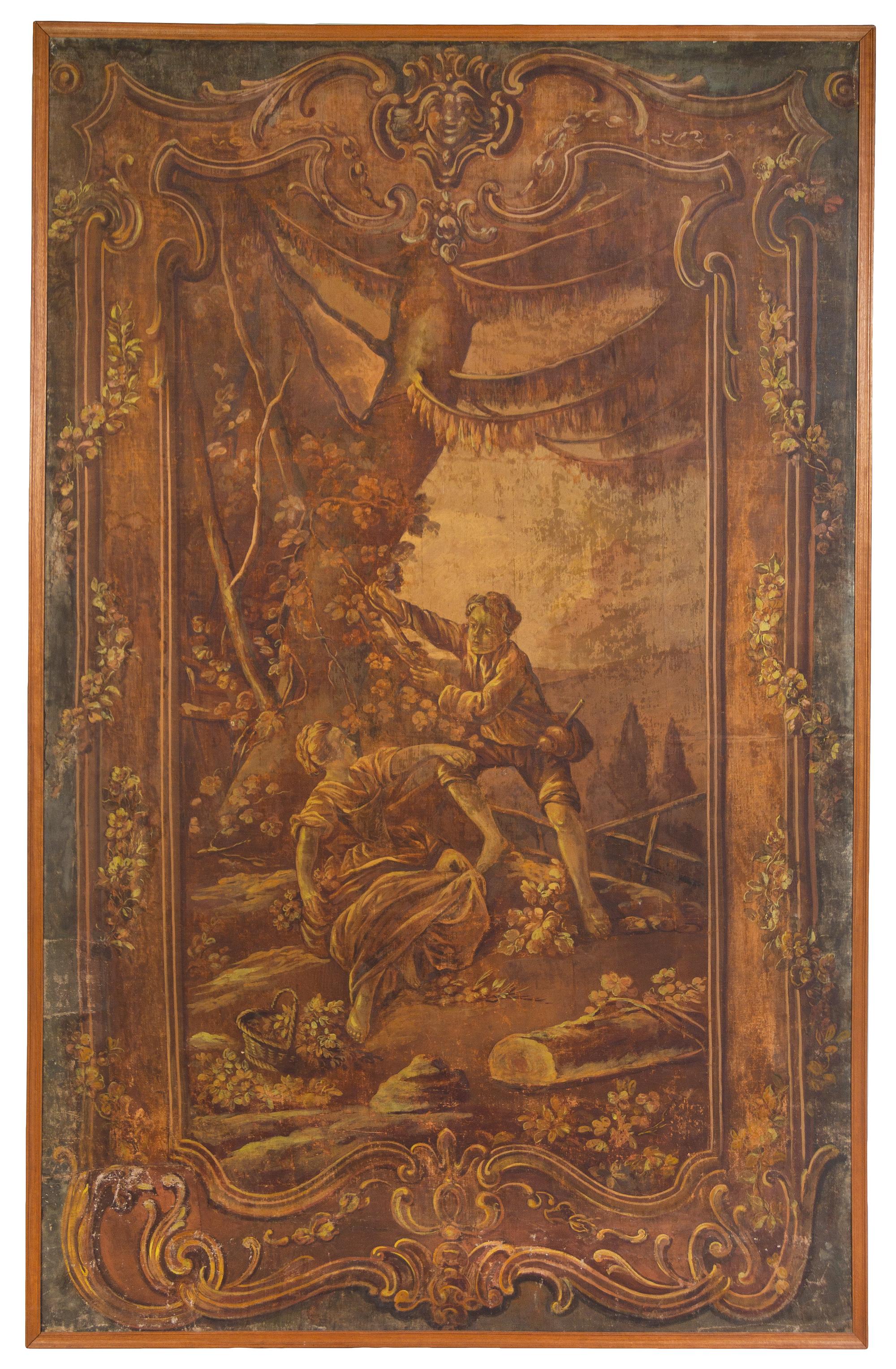 A Pair of Continental Painted Tapestry Cartoons