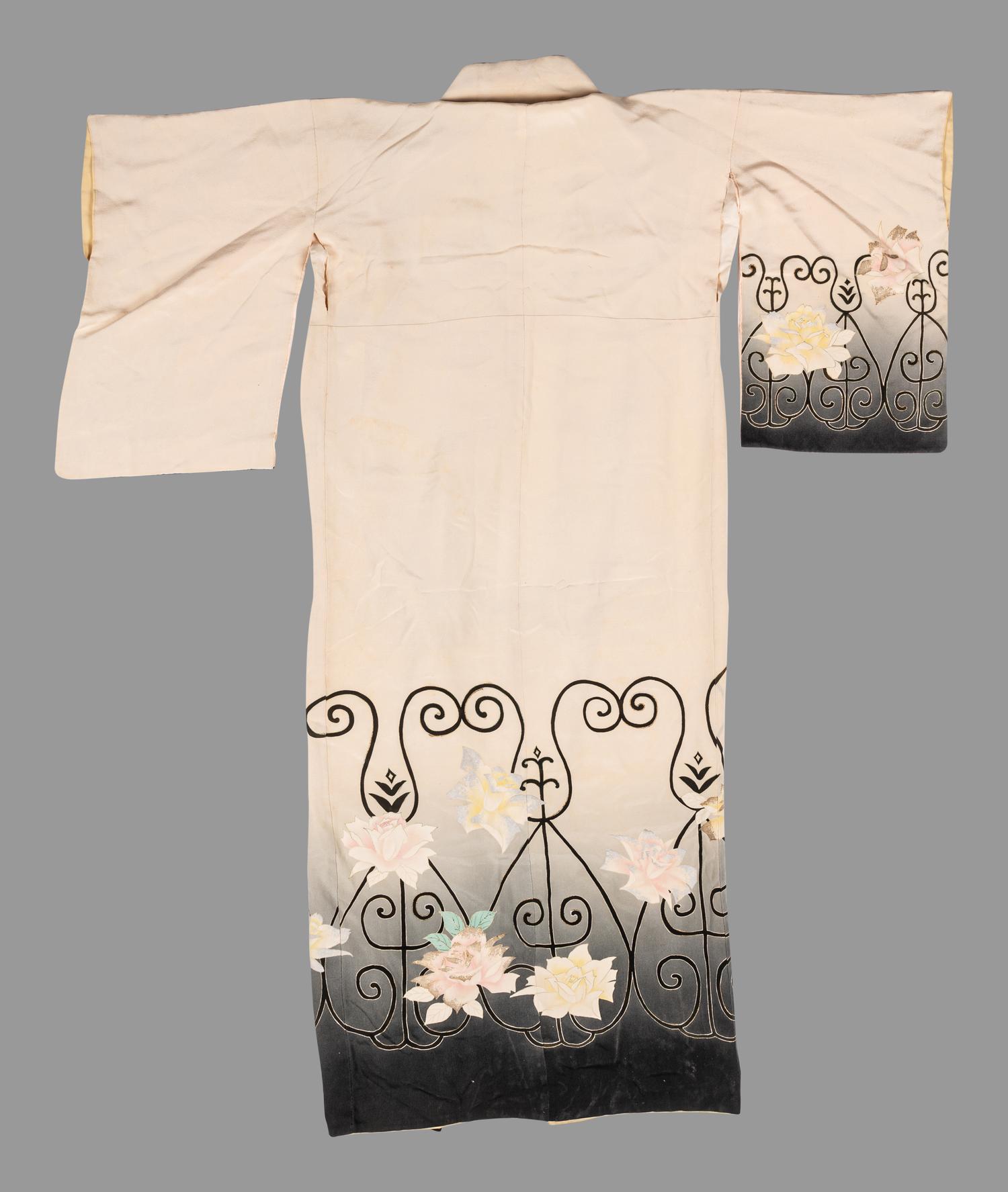 Three Japanese Embroidered Silk Kimono