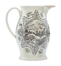 A Liverpool Transfer-Printed Creamware Pitcher with Apollo and Diana